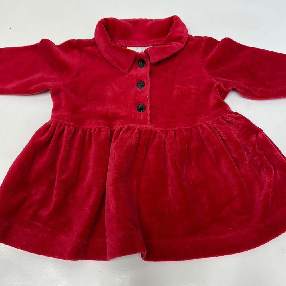 Hanna Andersson red velour baby girl dress 3-6 months